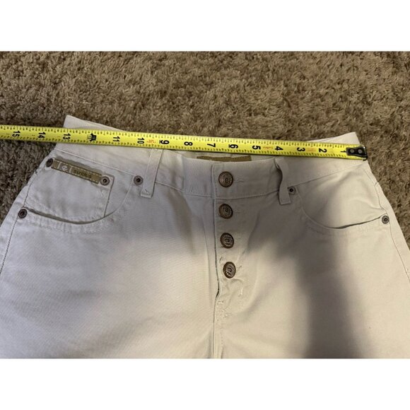 L.E.I. Vintage Cream White Shorts High Rise Exposed Fly Button Y2k 90s Sz 26” - Picture 12 of 12